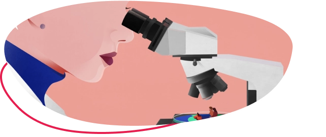 Graphic of a person looking into a microscope