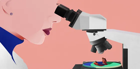 Graphic of a person looking into a microscope
