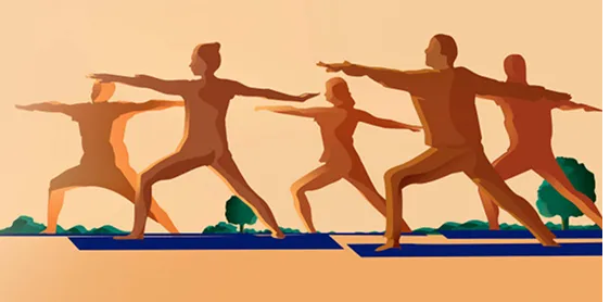 Graphic of a group of people doing yoga