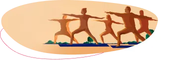 Graphic of a group of people doing yoga